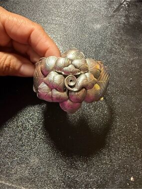 Floral Silver  Statement Cuff Bracelet - Women's